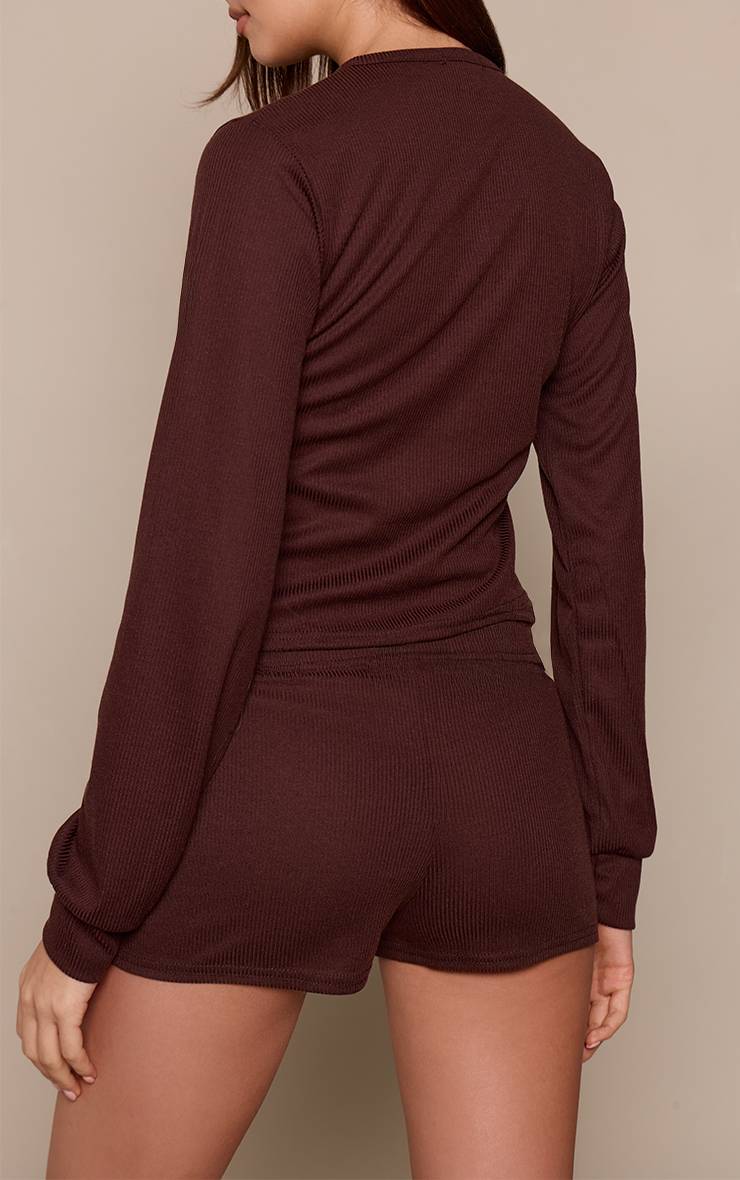 Marron Foncé Short Mini Côtelé