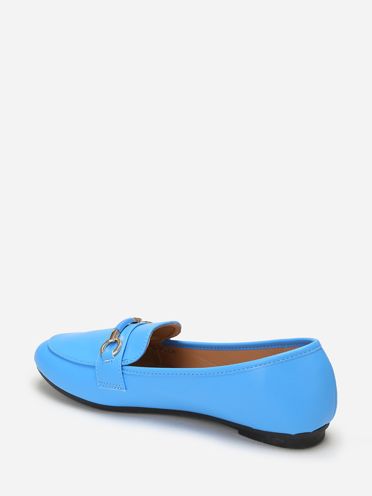 Mocassins arrondis à bride- Bleu