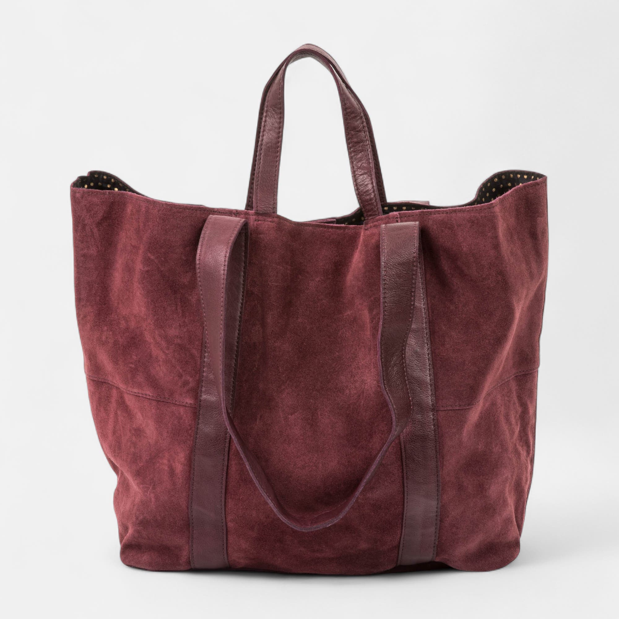 Sac de shopping en cuir bordeaux