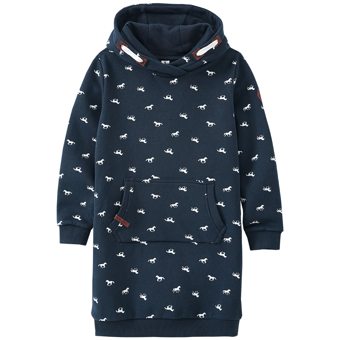 Yigga Mädchen Sweatkleid mit Pferde-Allover dunkelblau