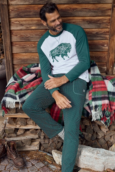 T-Shirt, Langarm, zweifarbig, Bison Print
