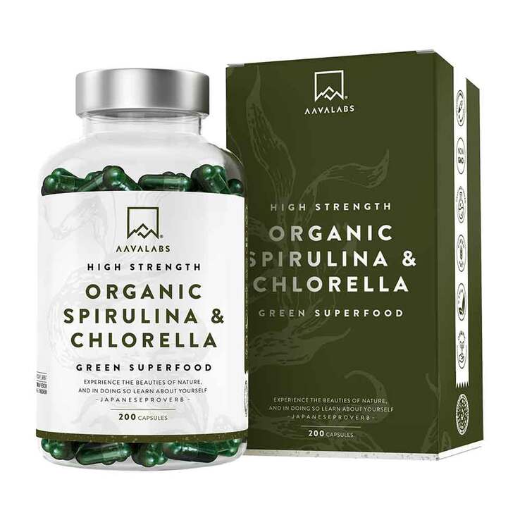 Aavalabs Spirulina & Chlorella Komplex vegan Kapseln , 200 St