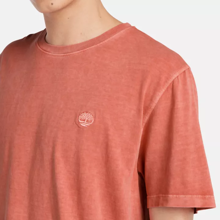 T-shirt teint en pièce pour homme en orange clair