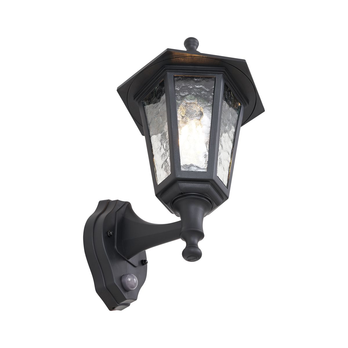 Buiten wandlamp zwart met bewegingssensor IP44 - New Haven Hammered