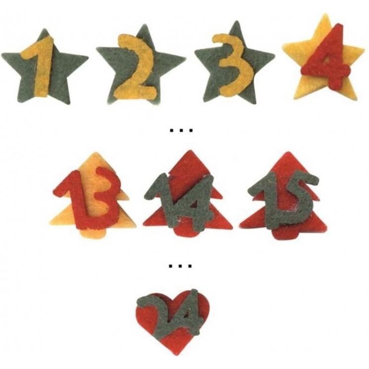Calendrier de l avent graine creative noel chiffres en     feutrine adhesifs sachet de   24 pieces