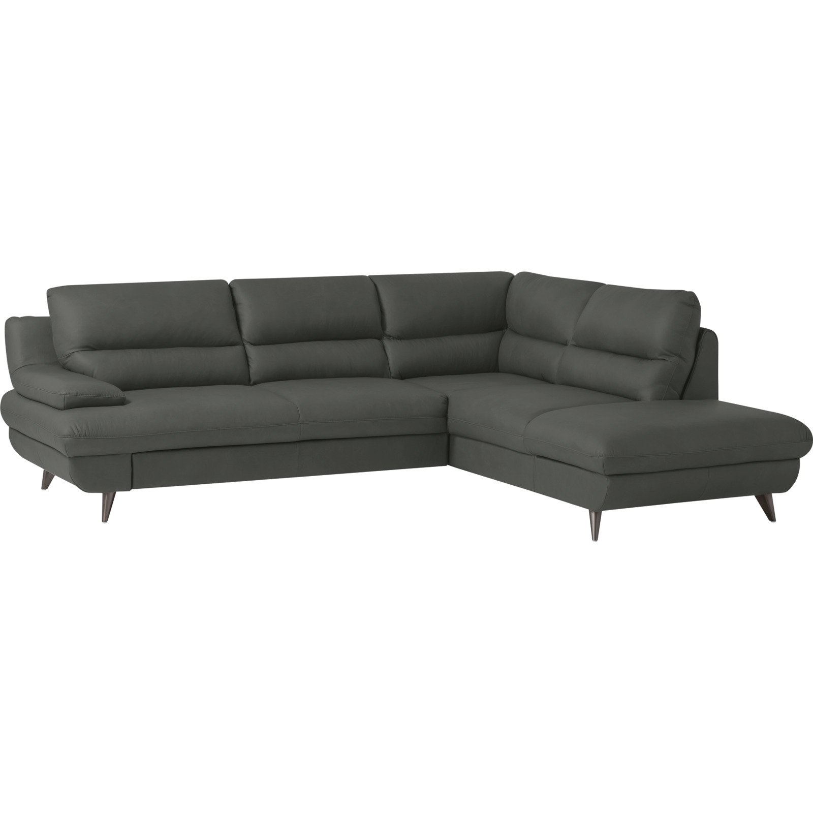 Ecksofa Pike Leder, Ottomane links hellgrau