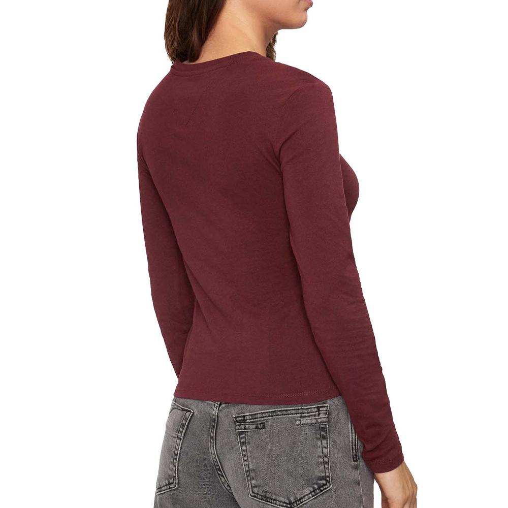 Tommy Hilfiger T-shirt Manches Longues Bordeaux Femme Tommy Hilfiger Slim Essential
