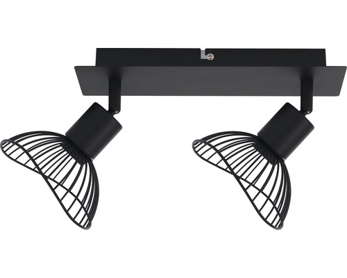 Wandspot FLAIR, 2-lichts, B 27,5 cm, zwart