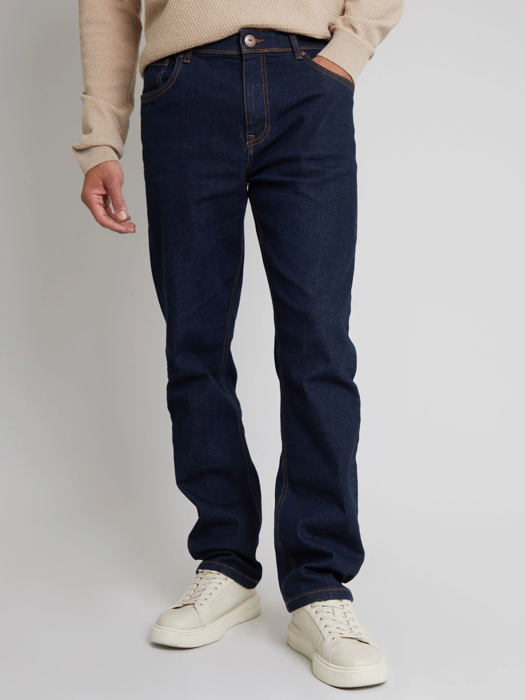 Donkerblauw - Threadbare - Straight-fit jeans met stretch