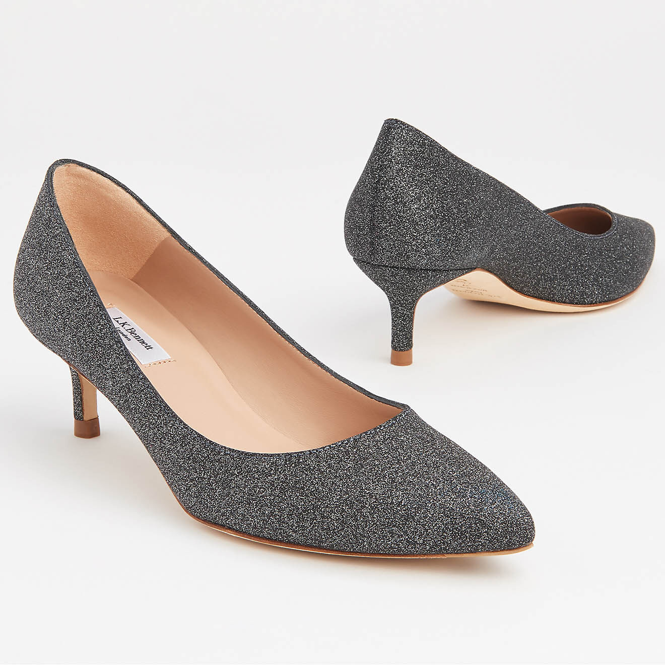 L.K. Bennett Escarpins Audrey Lurex gris - Talon 5 cm