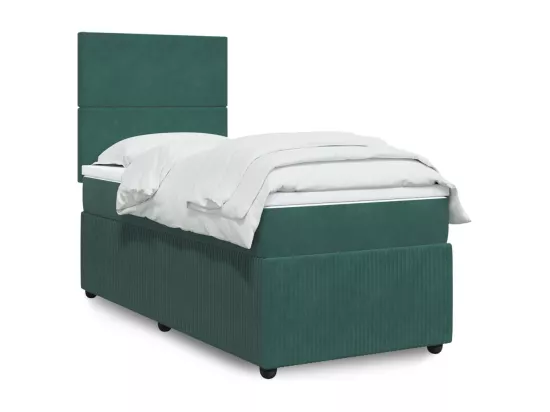 Sommier à lattes de lit avec matelas Vert foncé 90x190 cm