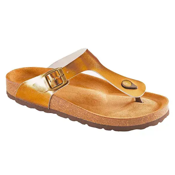 Sapatos femininos Gibaud Riviera Tong, cor bronze, tamanho 37.