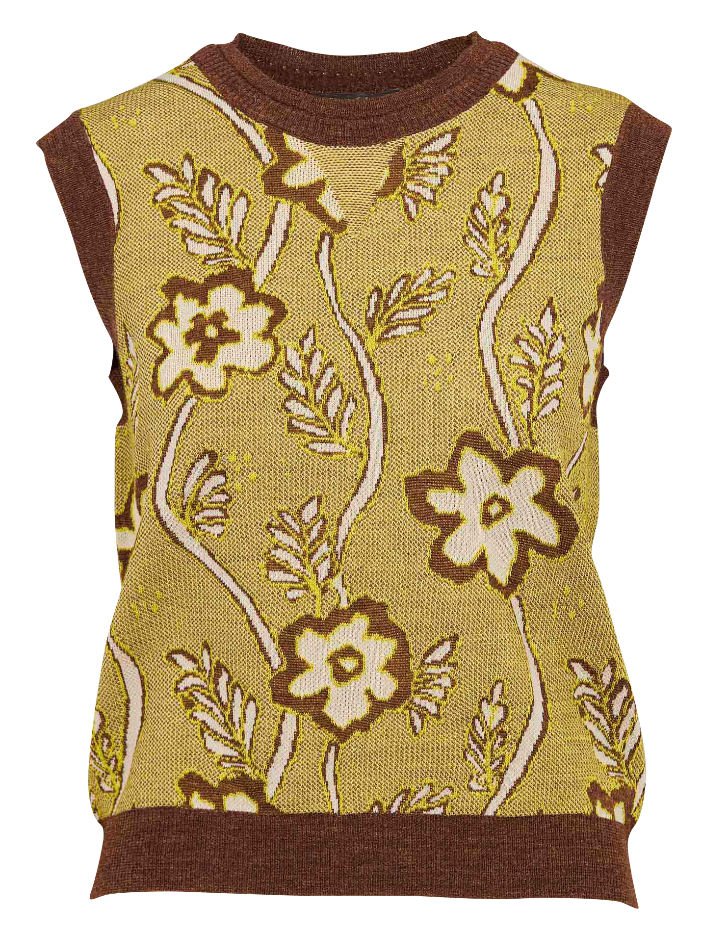 Pull sans manches en jacquard| Jaune