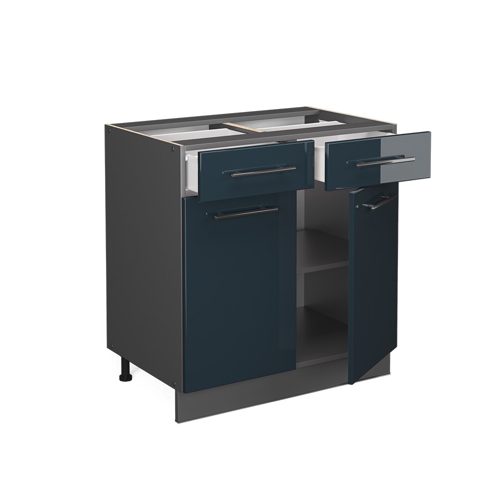 Vicco Schubunterschrank Fame-Line Anthrazit Dunkelblau Hochglanz 80 cm ohne Arbeitsplatte
