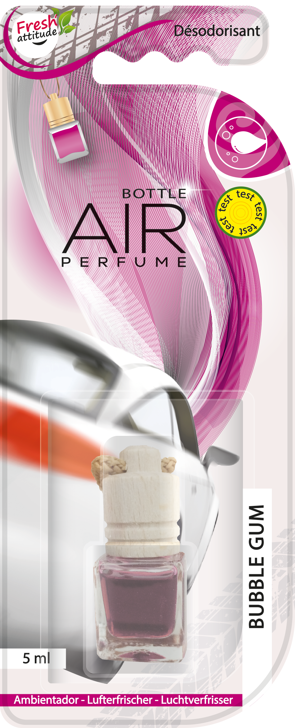 AIR PERFUME DESODORISANT FLACON BUBBLE GUM 5ML