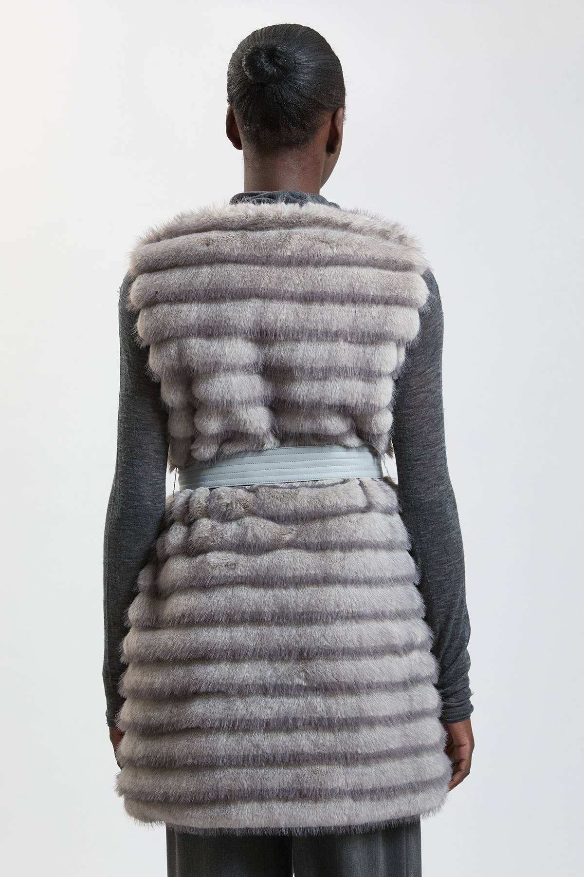 KarenMillen Gilet Sans Manches Ceinturé À Panneaux De Synthétique Liserée