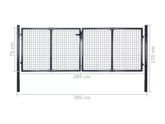Portail en maille de jardin Acier galvanisé 289x75 cm Gris