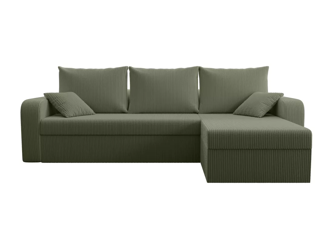 Canapé d'angle convertible et réversible en velours côtelé vert kaki ONABIA