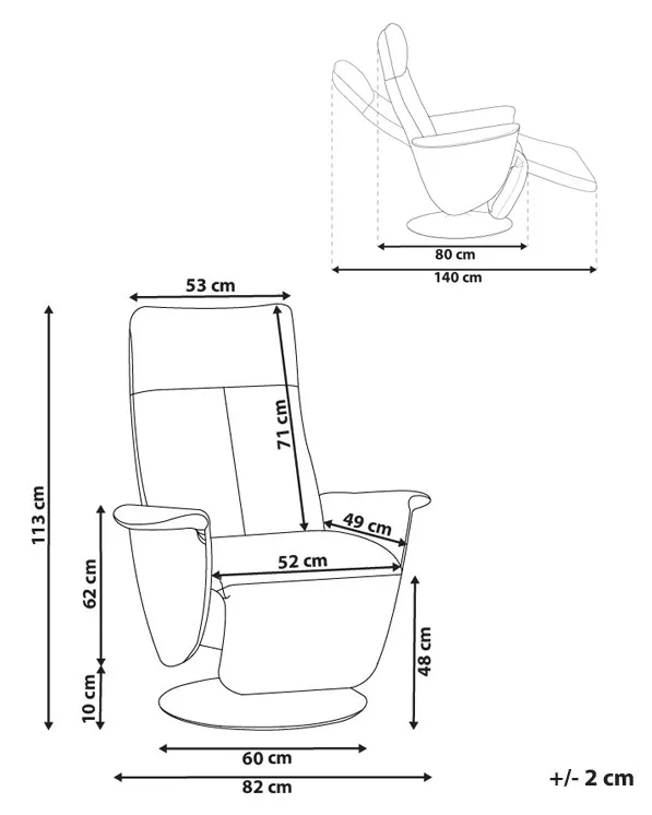 Relaxfauteuil PRIME inclusief voetensteun Kunstleer Zwart