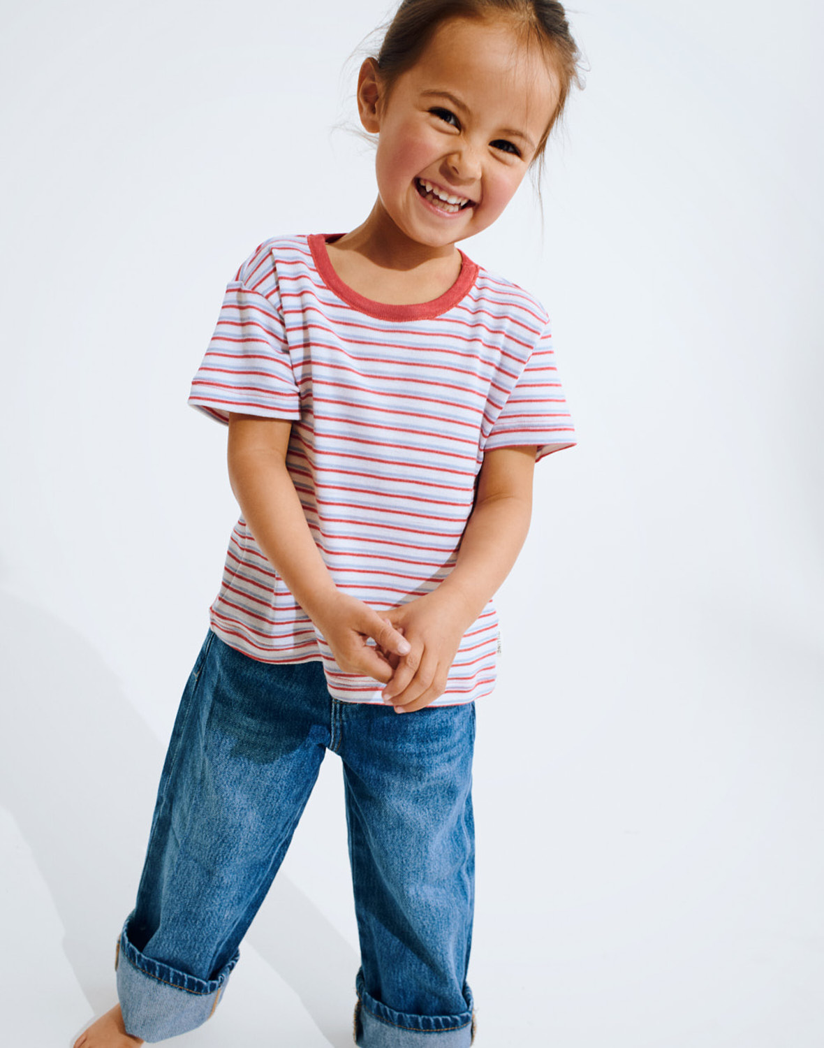 T-shirt in merinowol/zijde voor kinderen
