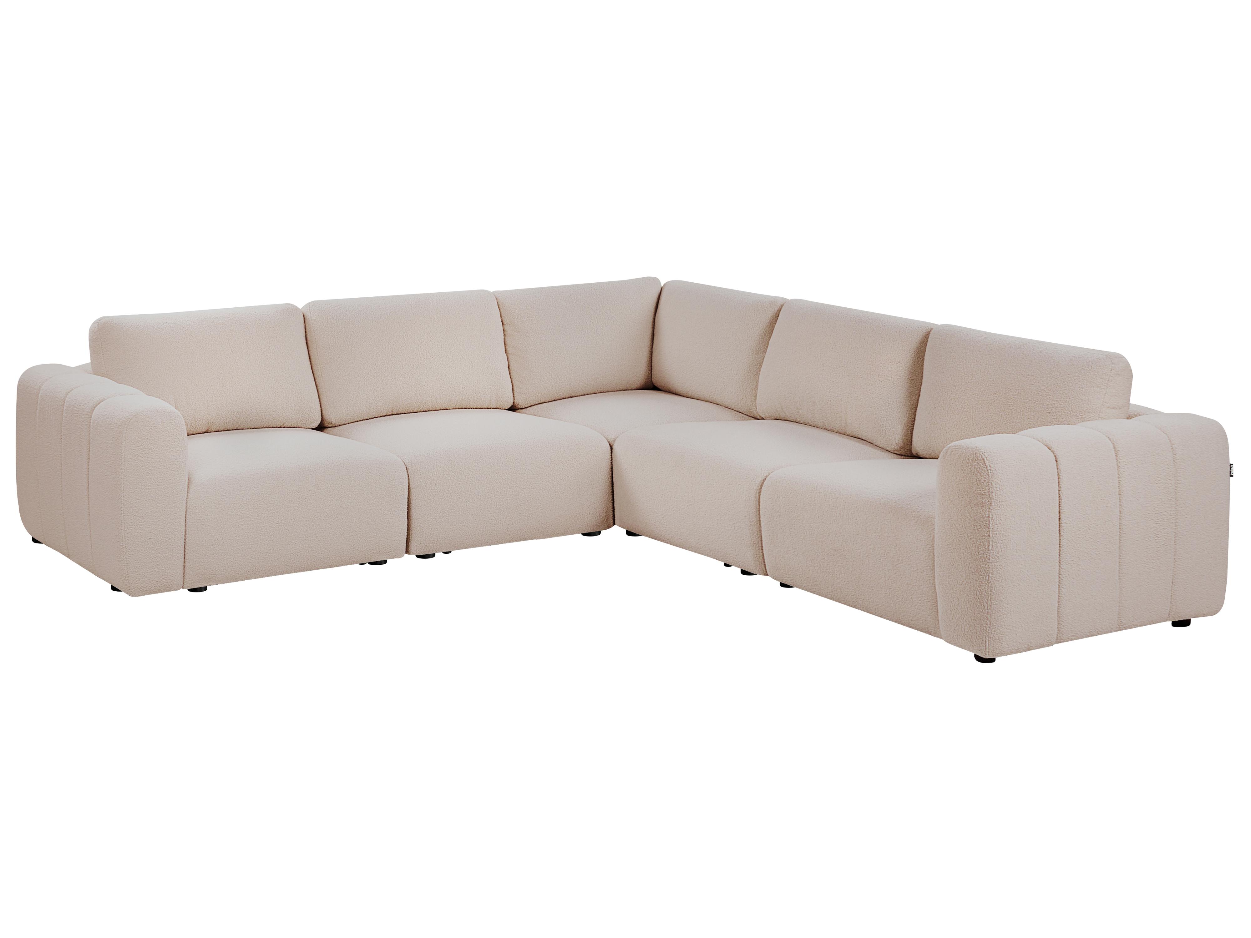 Modulaire hoekbank 5-zits KIVVIK Bouclé Beige linkszijdig