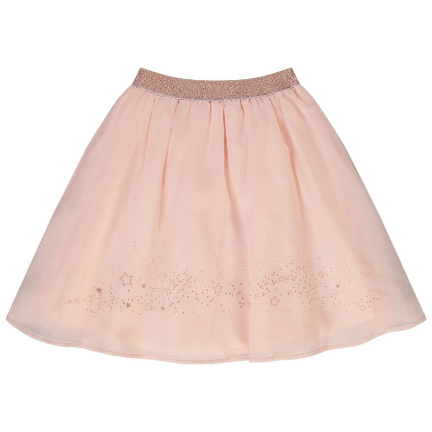 Jupe patineuse en crêpe avec étoiles pailletées pour fille - Rose