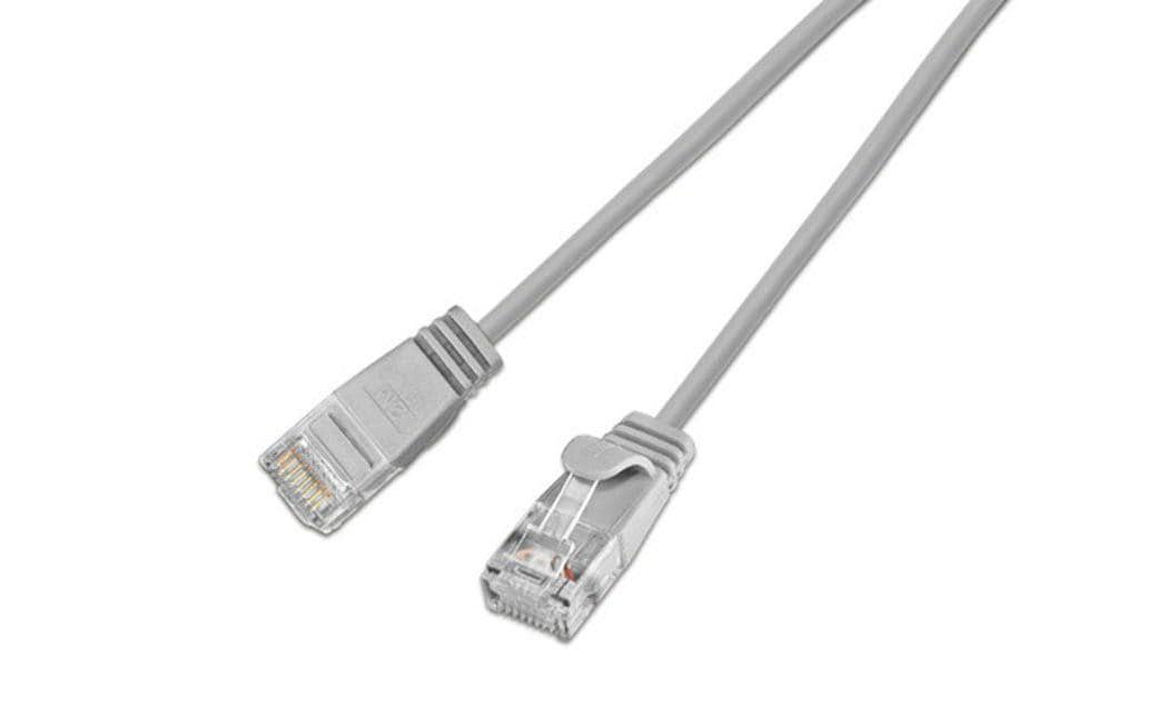 Slimpatchkabel RJ-45 - RJ-45, Cat 6, UTP, 5 m, GrauLightpatchkabel rund, ungeschirmtes Twisted-Pair-Kabel (U/UTP) mit Klinkenschutz