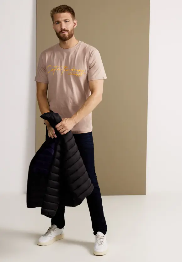 T-Shirt mit gummiertem Print - dull sand