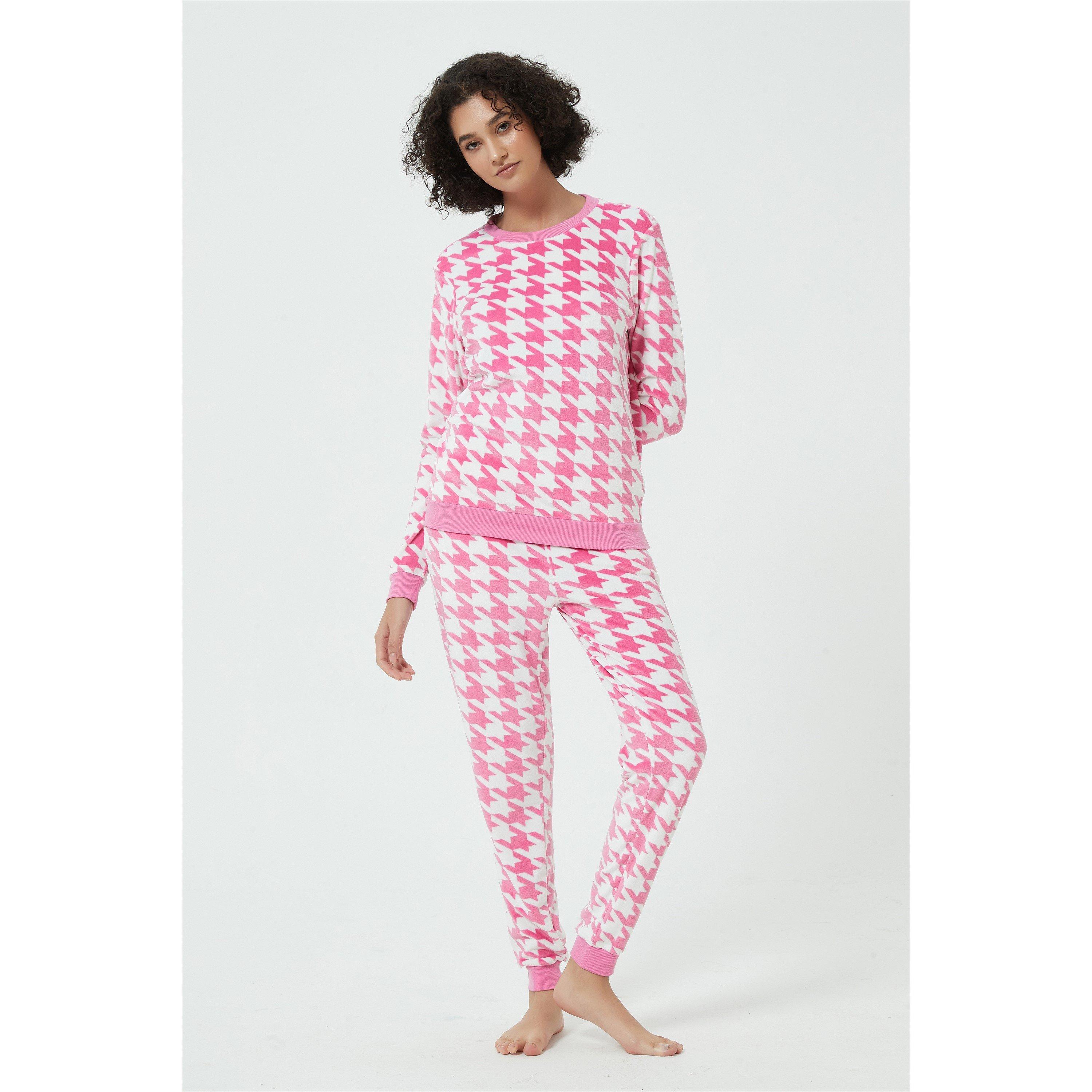 Linea Ladies Velour Houndstooth Twosie