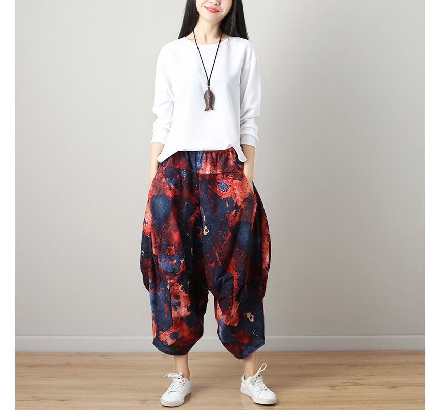 Lewwe - Harembroek met elastische taille en print