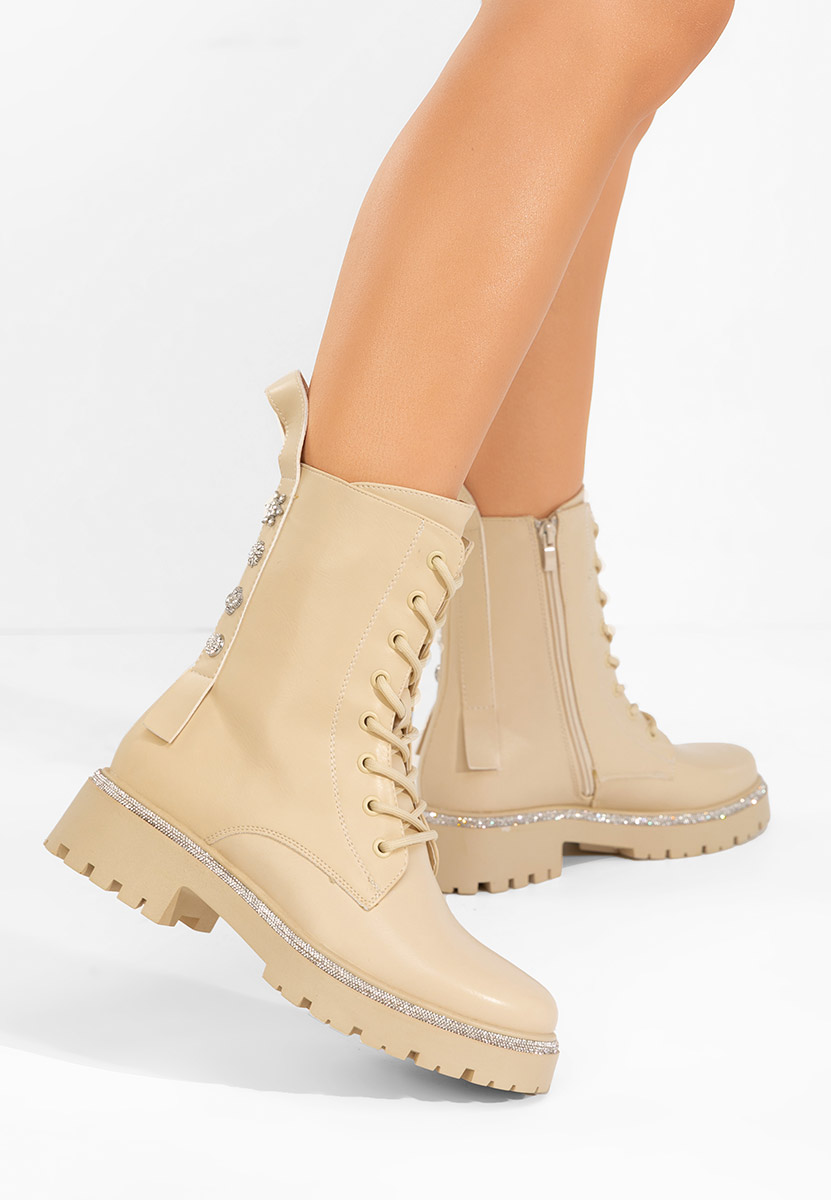 Bottines rangers femme beige Jettie