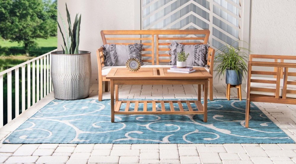 In-/Outdoorteppich OUTDOOR BEAUTIES - blaugrün - 244x152 cm