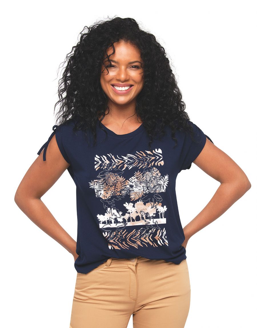 T-shirt bleu imprimé