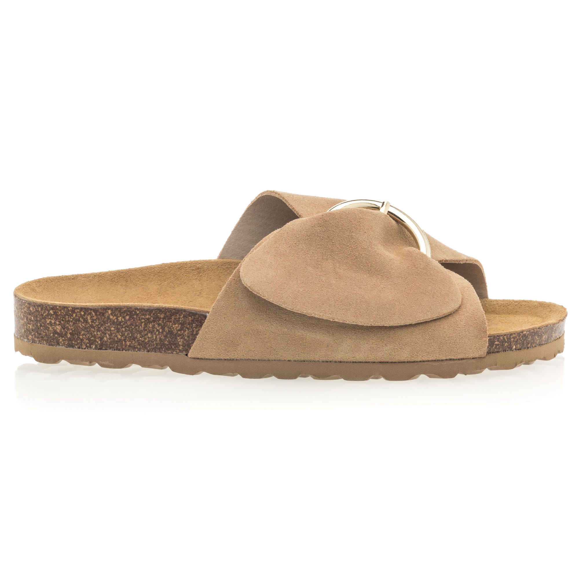 Mules semelle liège Femme en cuir beige