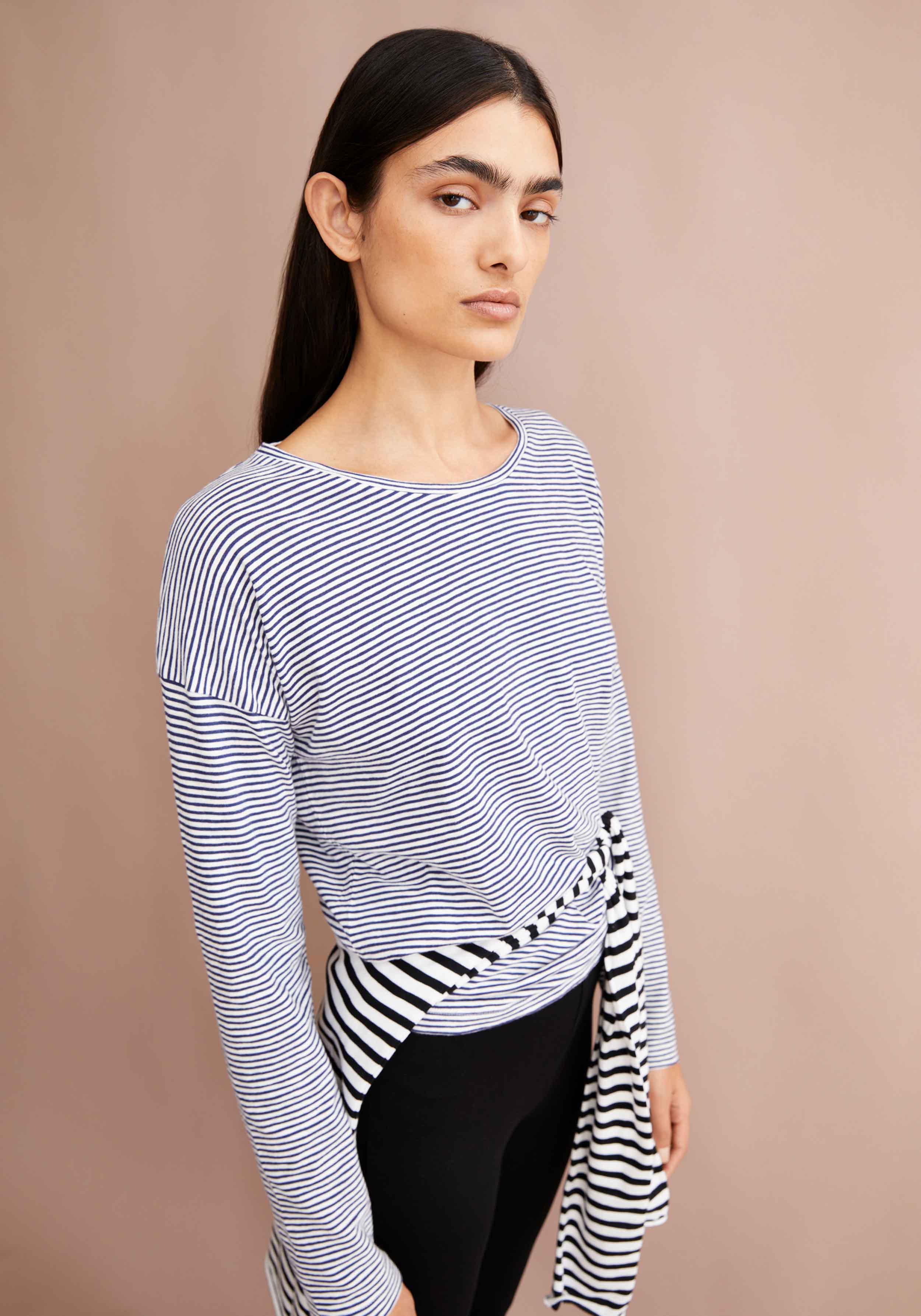 Armedangels Longsleeve Xianaa Lovely Stripes Oatmilk-Blue Noon