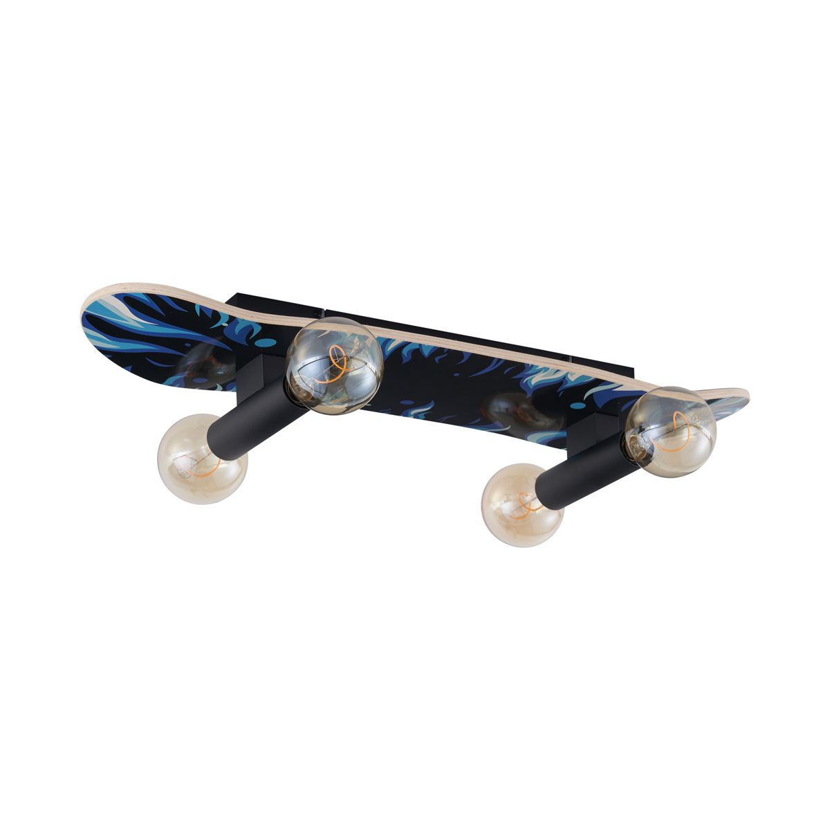 Wandlamp zwart met blauw 80cm - Skateboard