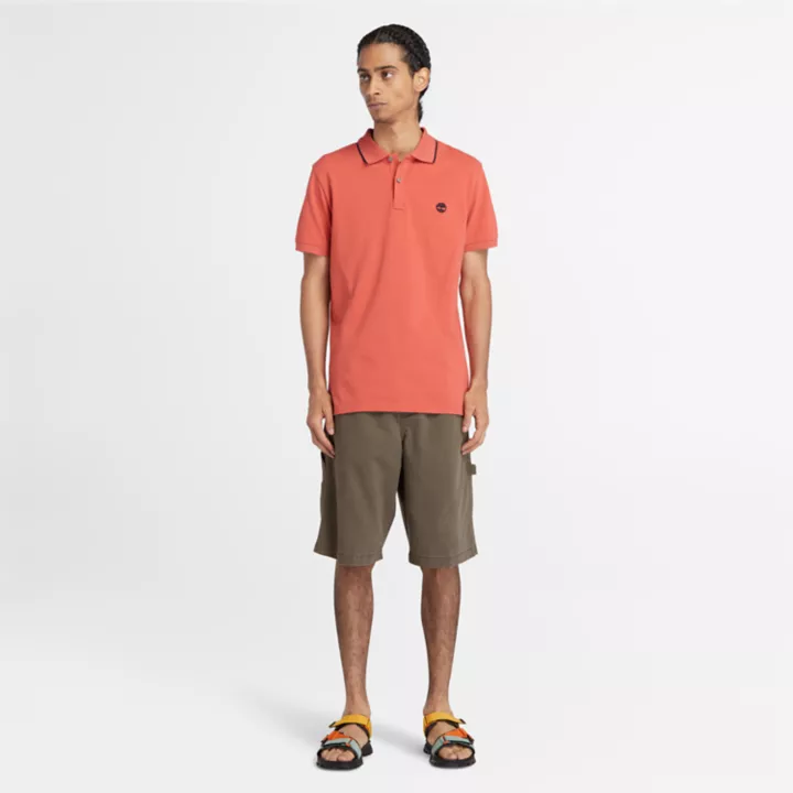 Polo à col imprimé Millers River pour homme en orange