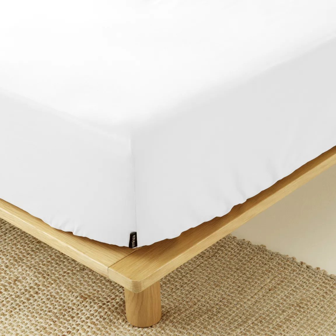 Drap housse percale de coton (200 x 200 cm) Cali Blanc