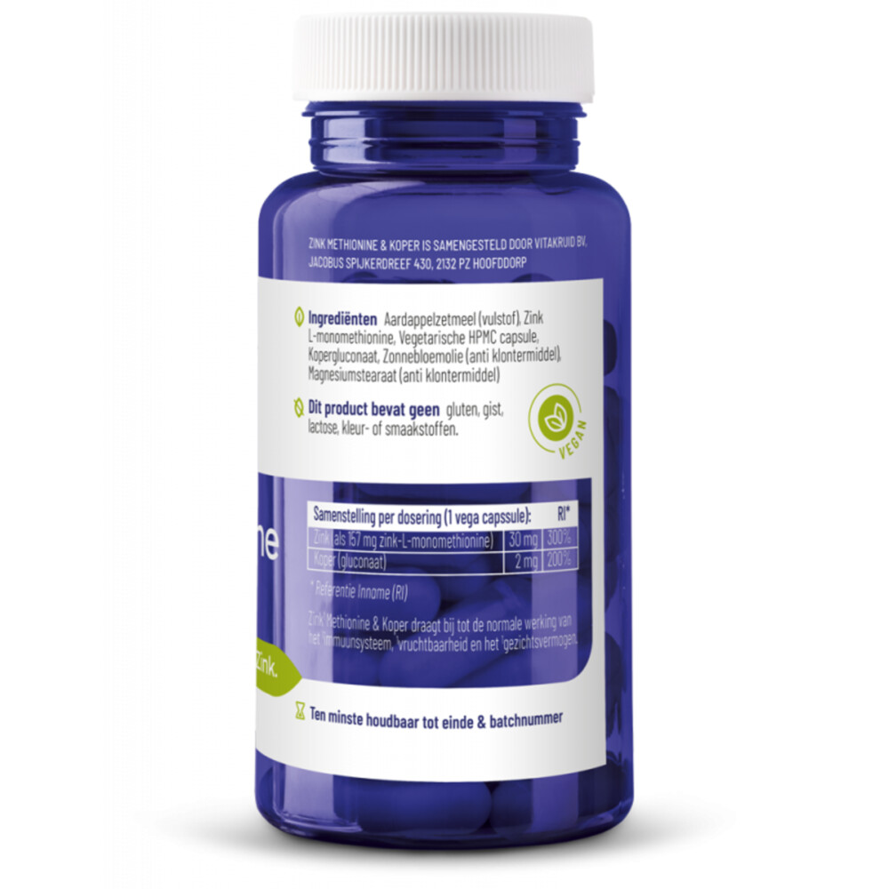 2x Vitakruid Zink Methionine Koper 90 capsules