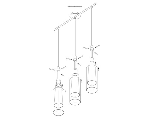 3-lamps hanglamp L 72,5 cm chroom/wit