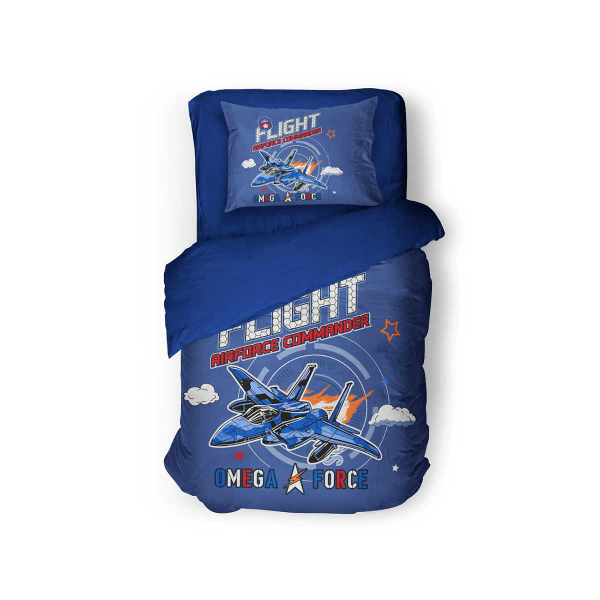 Eleganzzz Kinder Dekbedovertrek Micropercal Omega Force - blue 140x220|240cm
