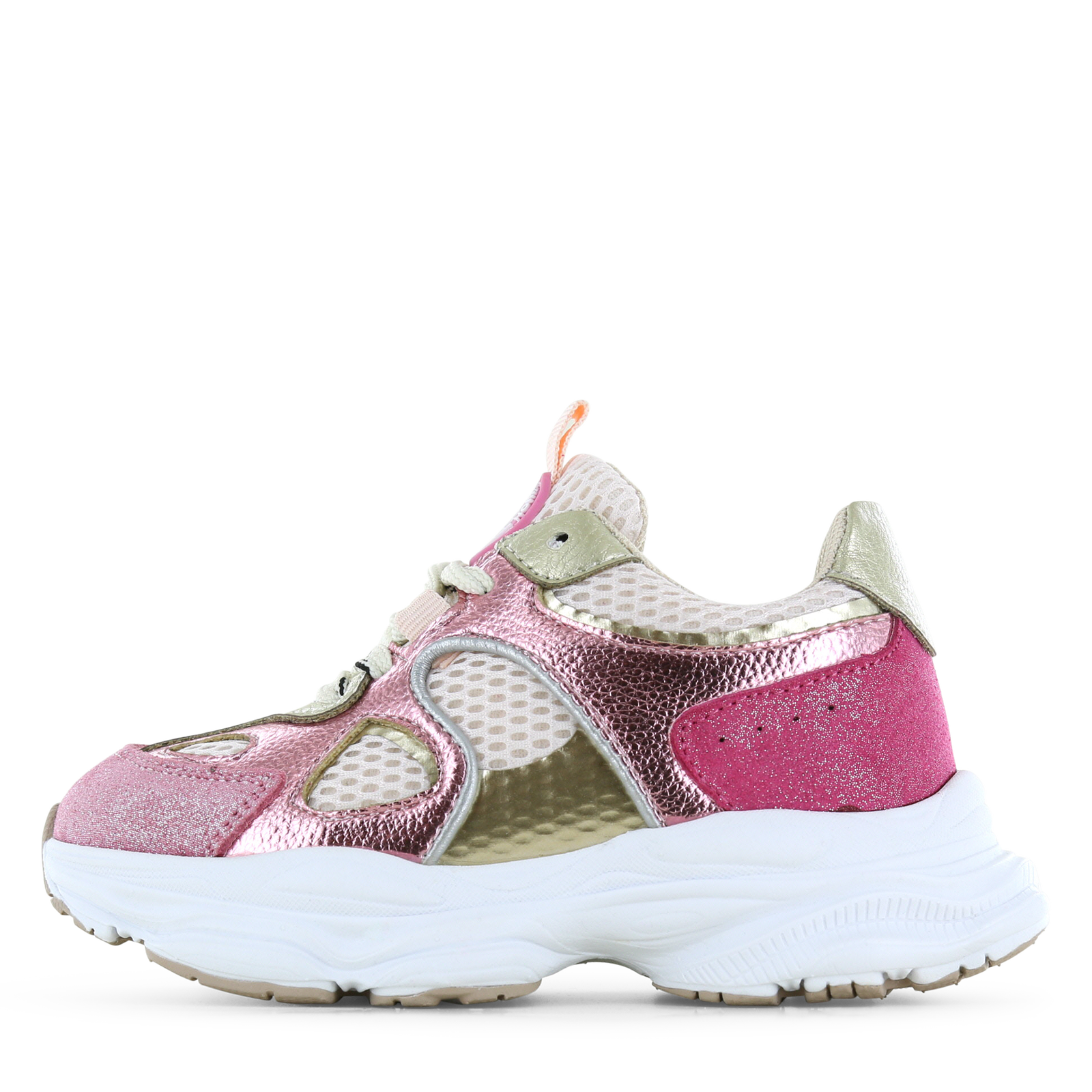 Shoesme metallic roze sneaker Mesh, Metallic, Microfiber leer, Suède | Meis