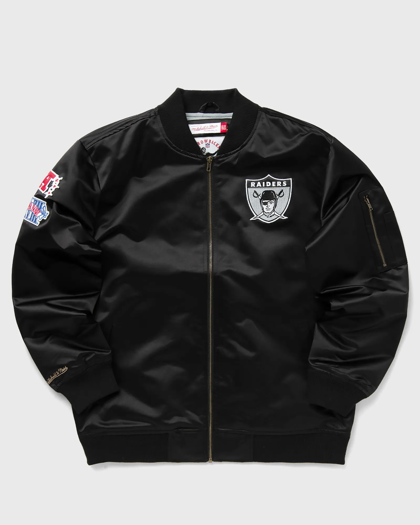 Mitchell & Ness NFL LIGHTWEIGHT SATIN BOMBER VINTAGE LOGO LAS VEGAS RAIDERS