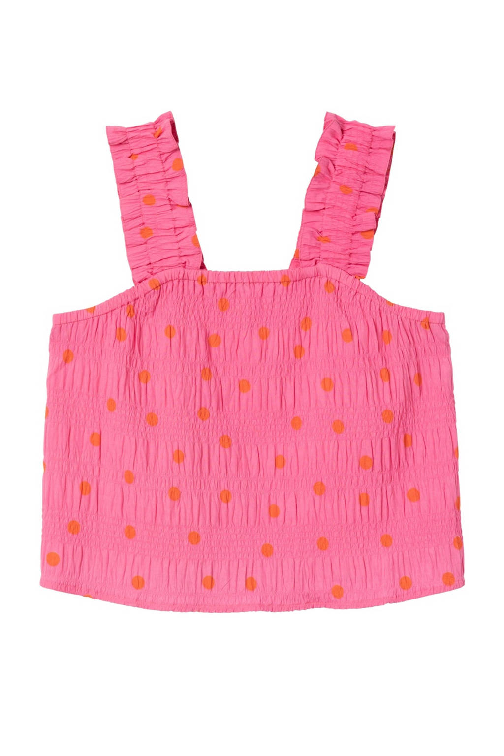 NAME IT top NKFJIDITSE met stippen en textuur felroze/oranje