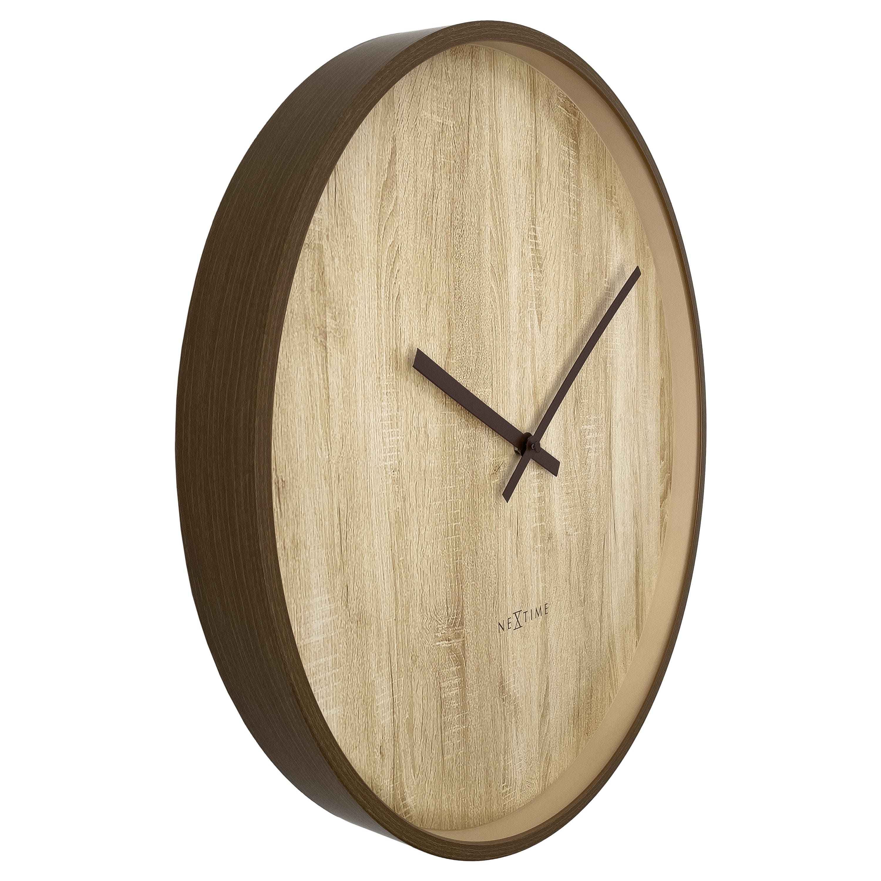 NeXtime - Wandklok 50cm - Stille - Donkerbruin|Lichtbruin - Plastic -