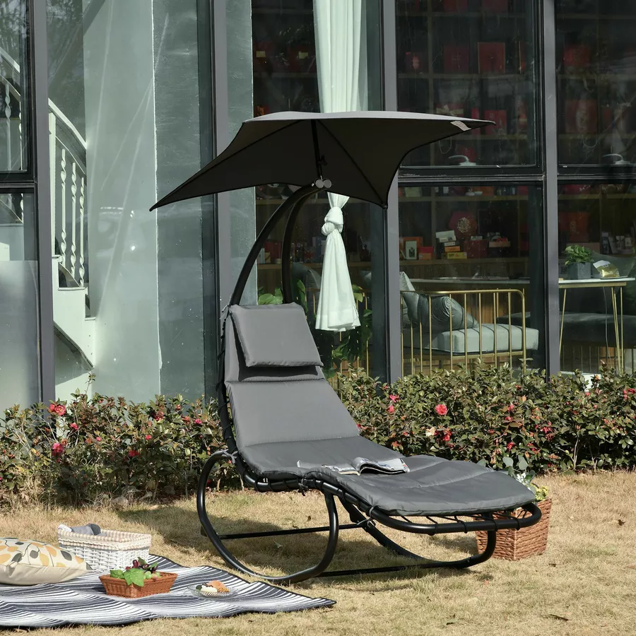 Outsunny Schaukelliege mit Sonnendach dunkelgrau