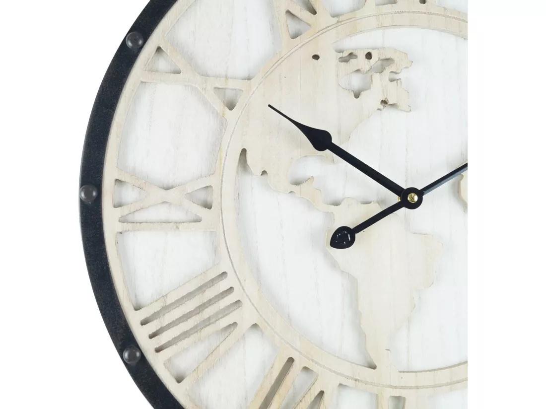 Grande Horloge Murale Monde Rétro Noir Blanc Chiffres Romaine 50 Cm