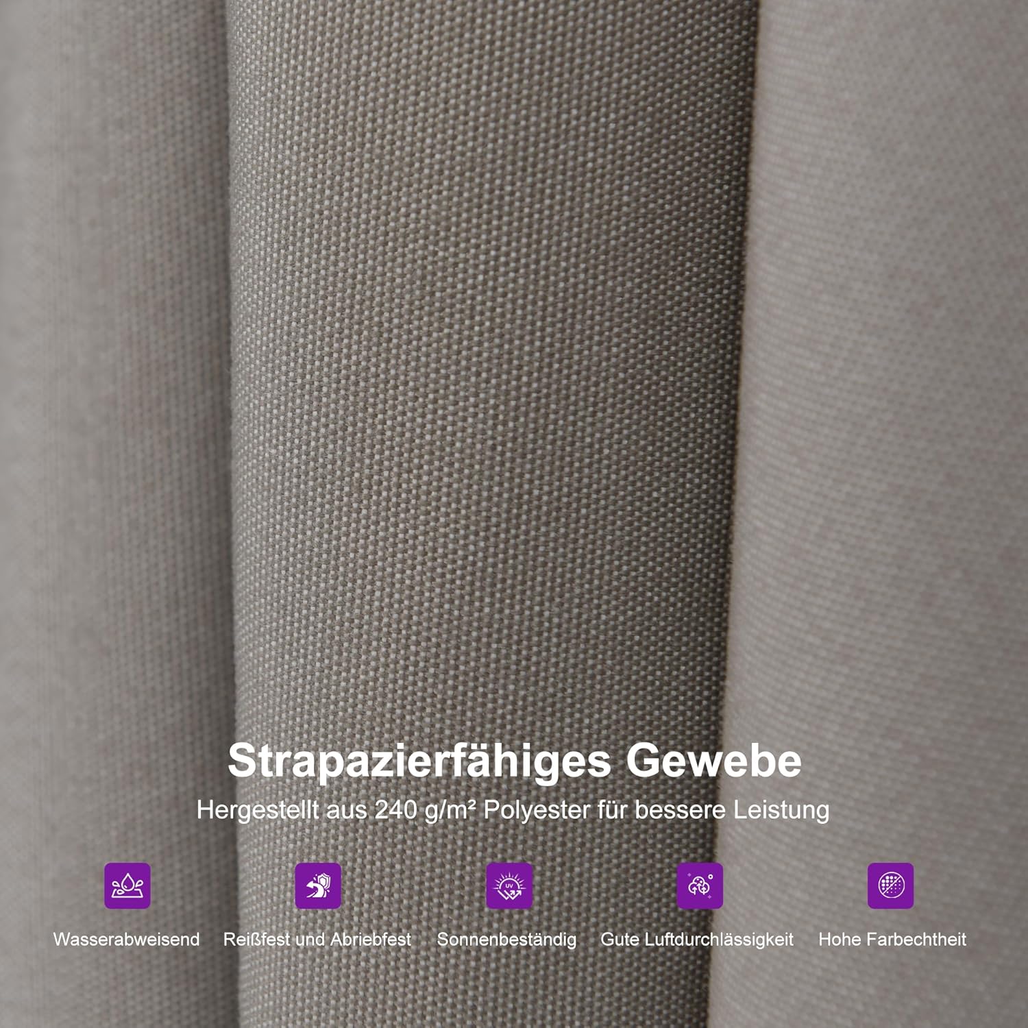 PURPLE LEAF Sonnenschirm Twist 270 x 365 cm Ampelschirm Rechteckig aus Acrylimitat, Beidseitig Axial Schwenken, 360° Drehbar, Alu Gartenschirm, UV50+, Asch Mokka