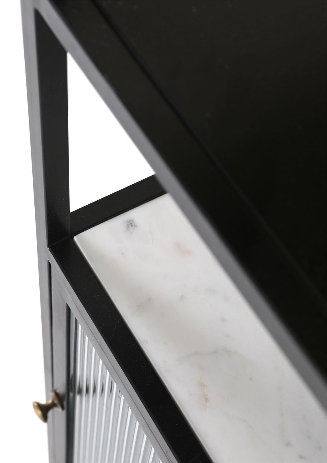 Regal 59 x 122 cm Platte Marmor weiß/Türfront Strukturglas