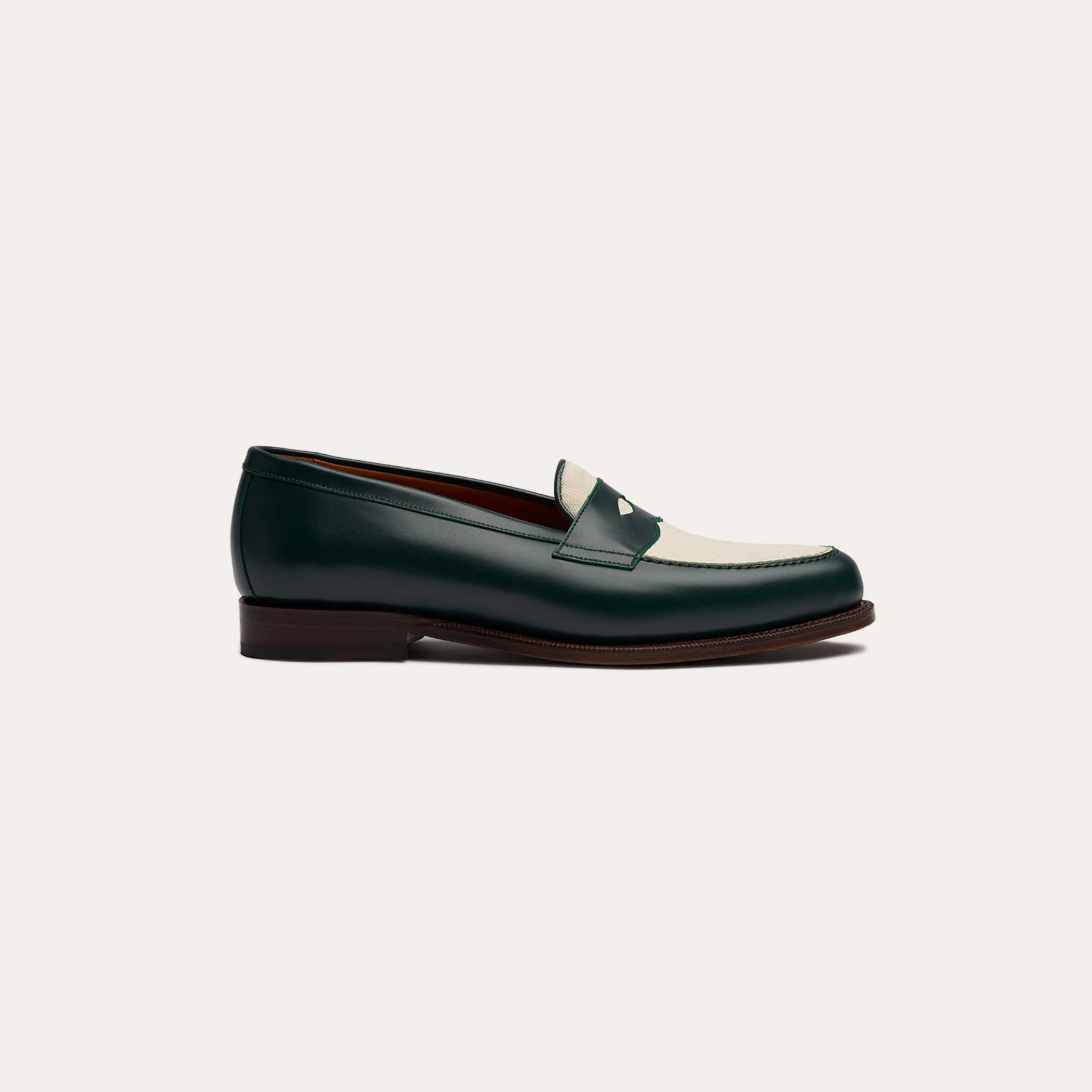 Two-tone English green moccasin
